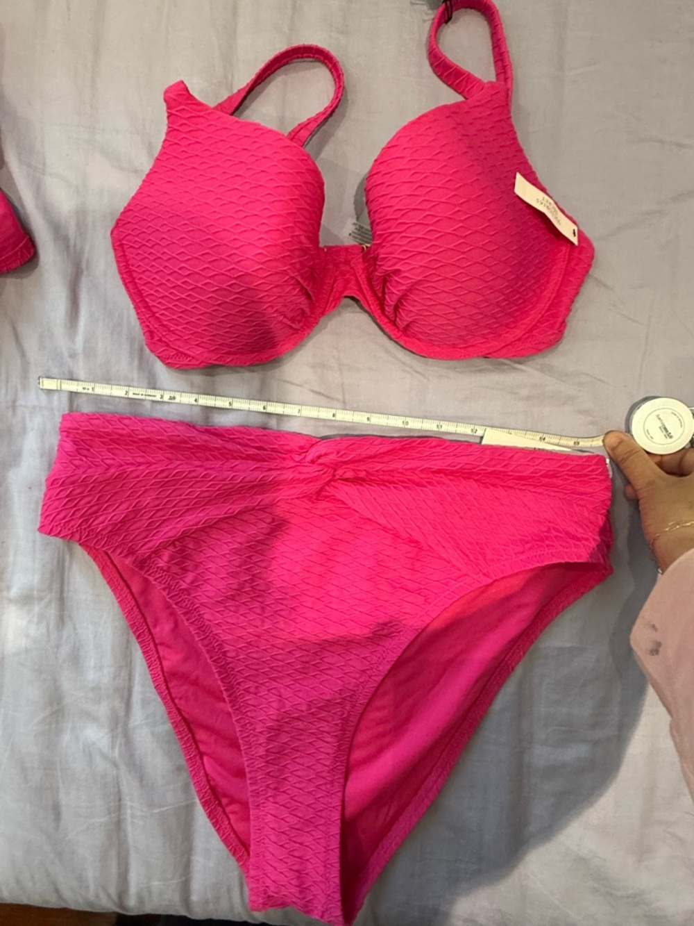 Victoria's Secret Hot Pink Textured Bikini Set 34DD/XL